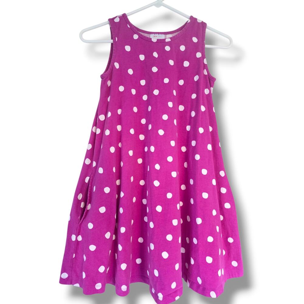Hanna Andersson Girls 10 Purple Pop Polka Dot Pocket Swing Dress